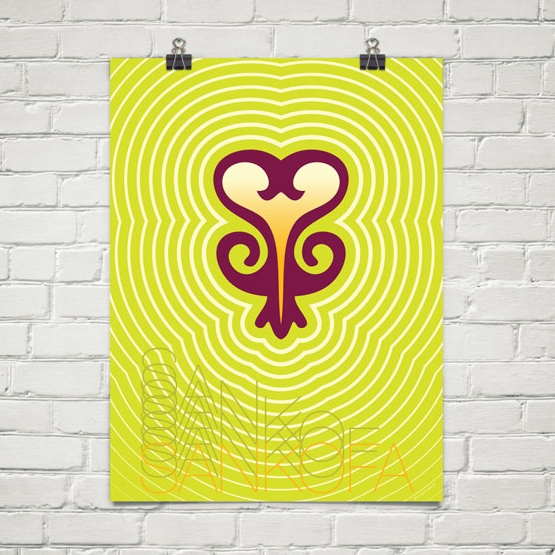 Modern Sankofa Poster Adinkra Symbol Print • Afrimod 