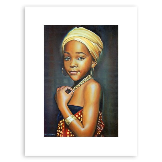 Innocence – art print of young girl with yellow headwrap