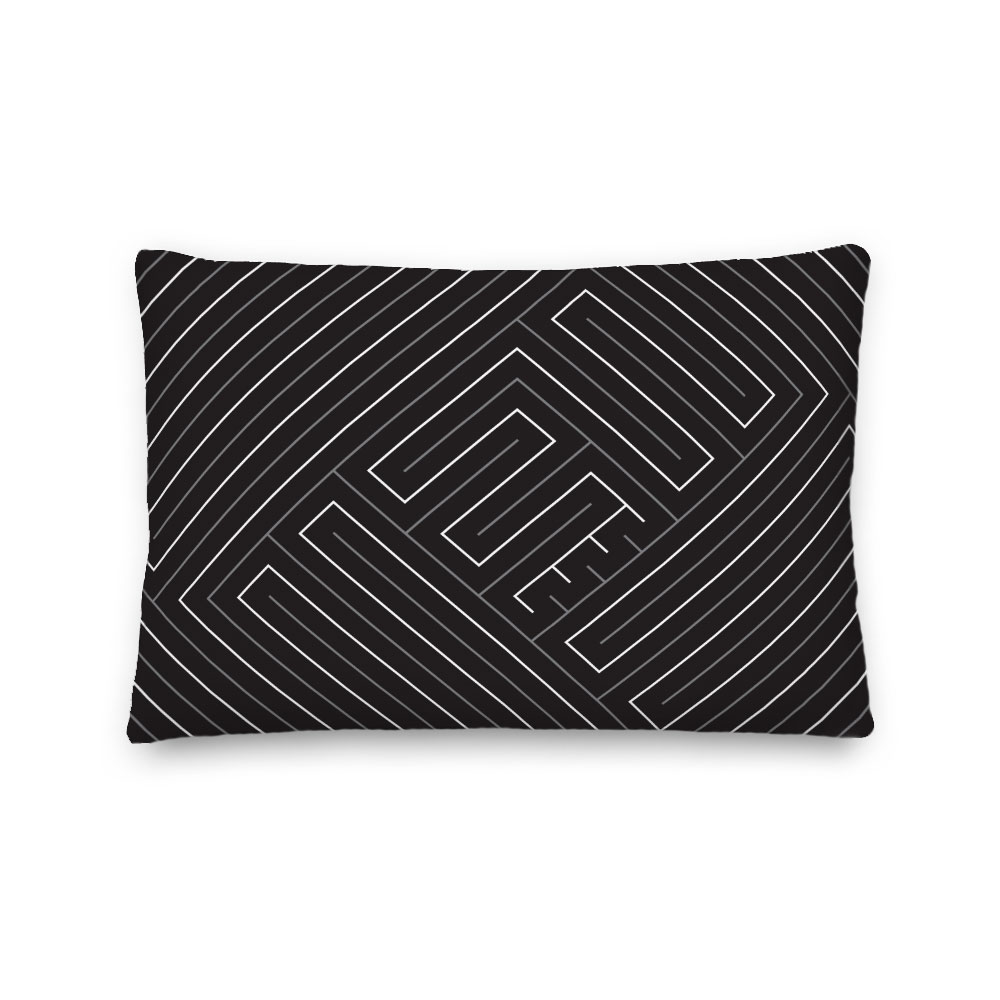 Maze of Life – Black Lumbar Pillow