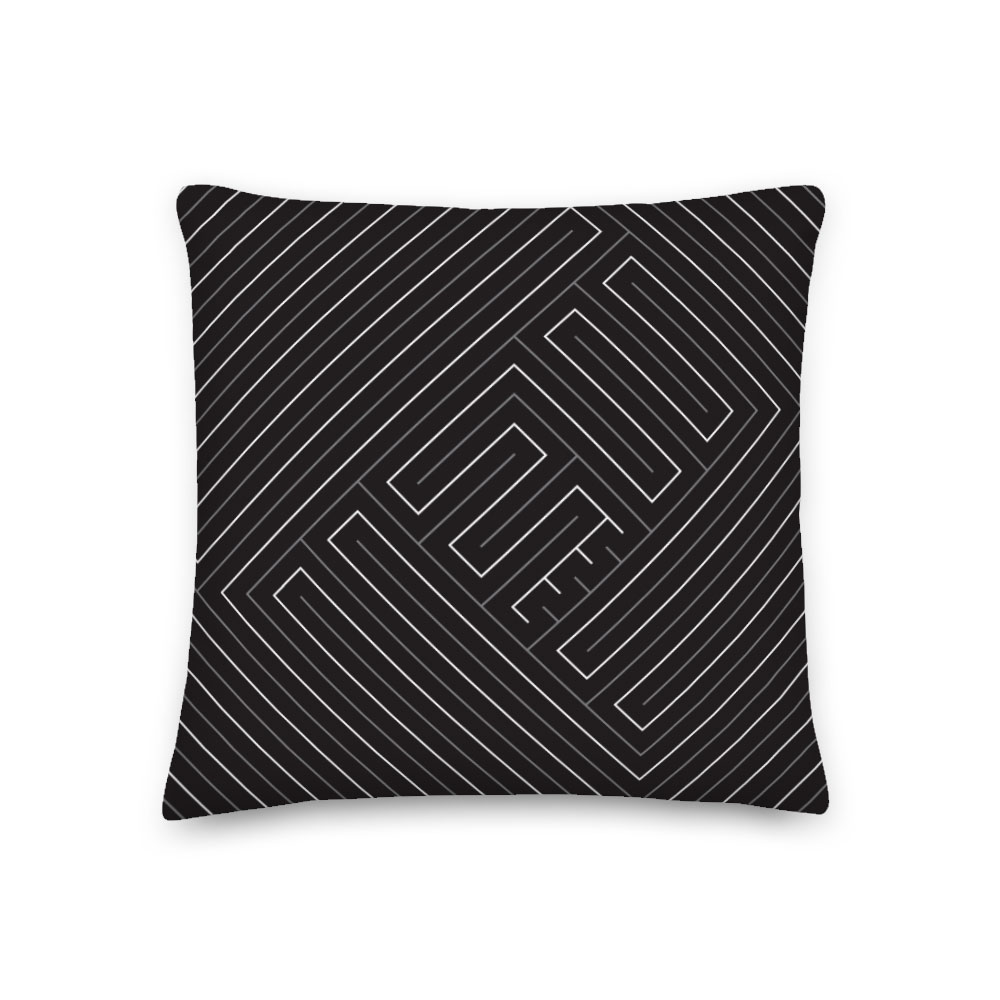 Maze of Life – Black Throw Pillow