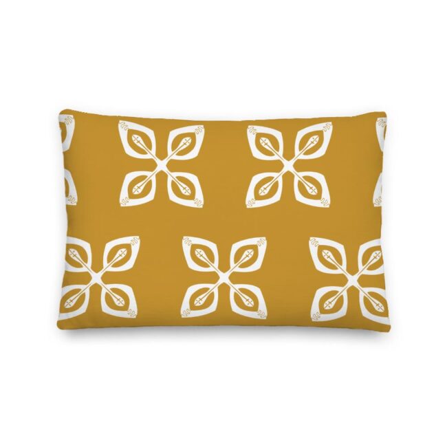 Golden Cowrie Shells Lumbar Throw Pillow