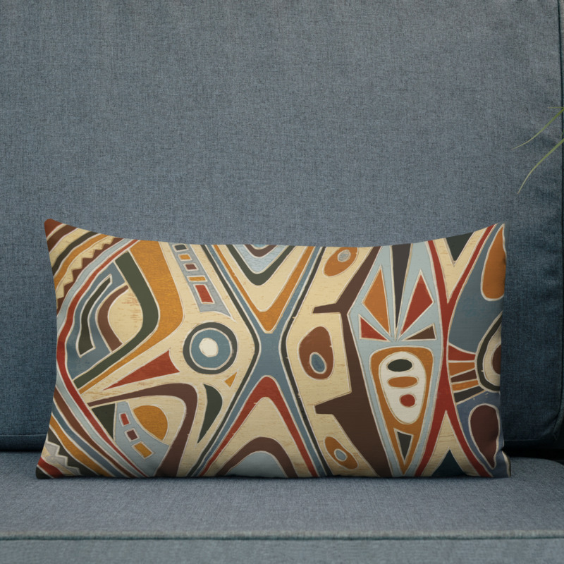 African Abstract Art Lumbar Throw Pillow