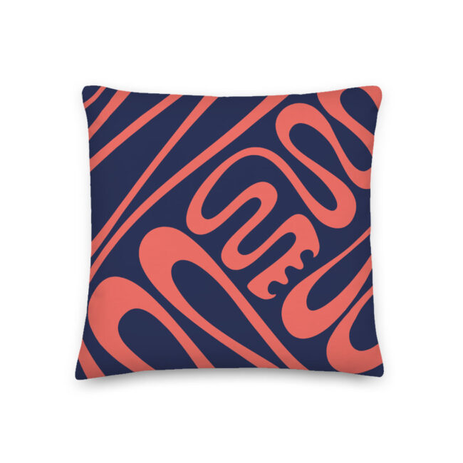 Hustle & Flow (sapphire & coral) – Tropical Modern Throw Pillow