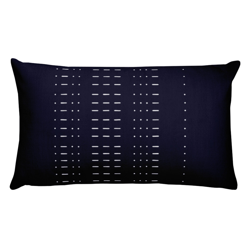 Coded Love – indigo blue morse code “LOVE” lumbar pillow