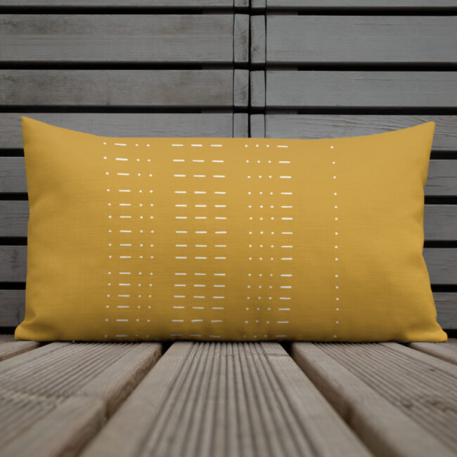 Coded Love – mustard morse code “LOVE” lumbar pillow