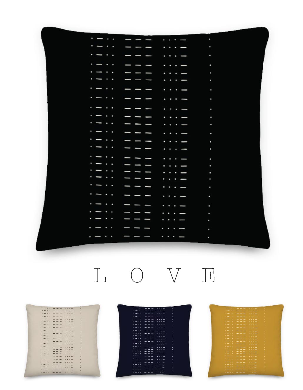 Coded Love – black morse code “LOVE” pillow