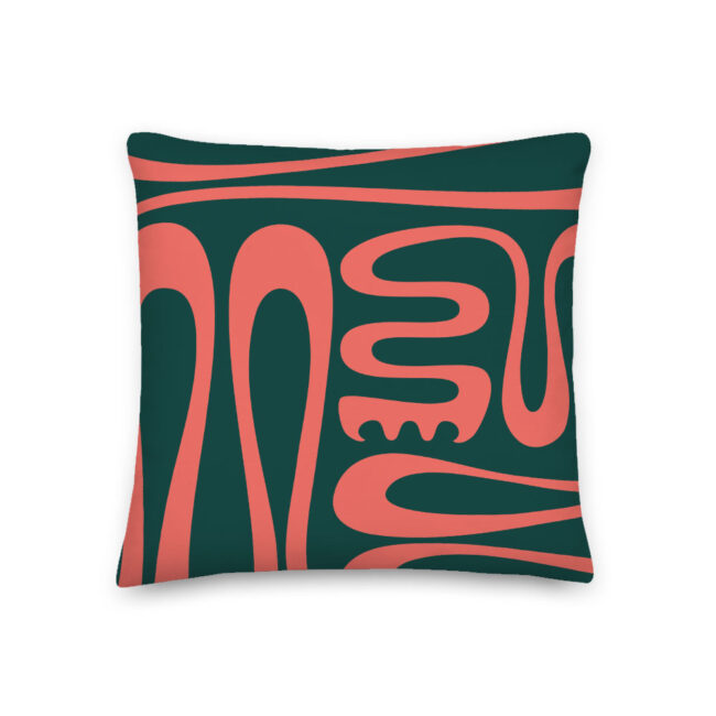 Hustle & Flow (emerald & coral) – Square Throw Pillow