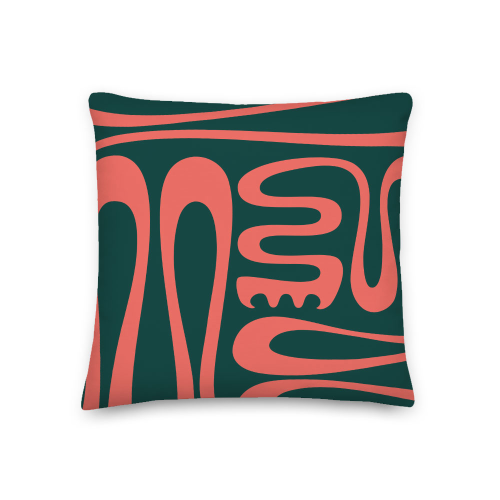 Hustle & Flow (emerald & coral) – Square Throw Pillow
