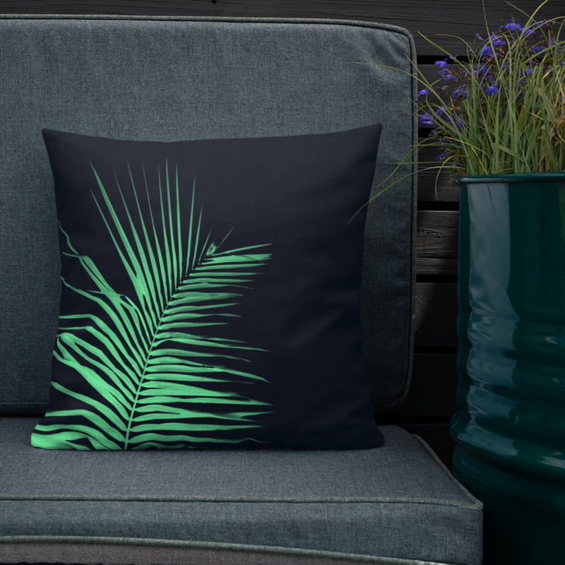 Black Palm Leaf Throw Pillow – Palm x-ray I