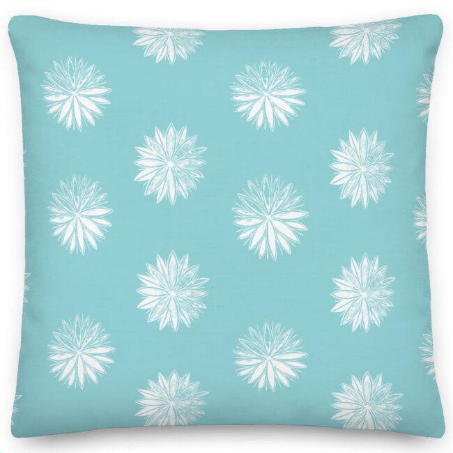 Flowers on Haint Blue Sky – 18in Throw Pillow