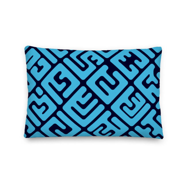 Kuba Cloth-inspired Lumbar Pillow – Electric Indigo