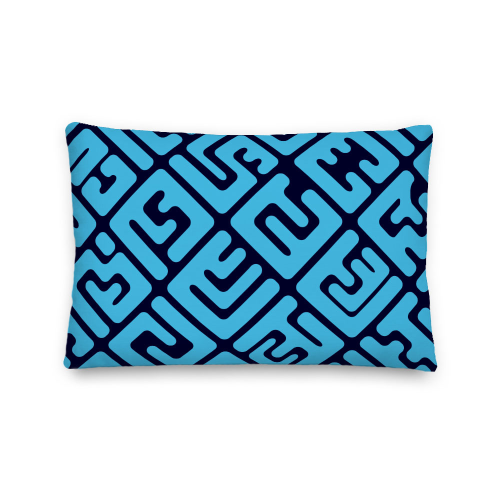 Kuba Cloth-inspired Lumbar Pillow – Electric Indigo