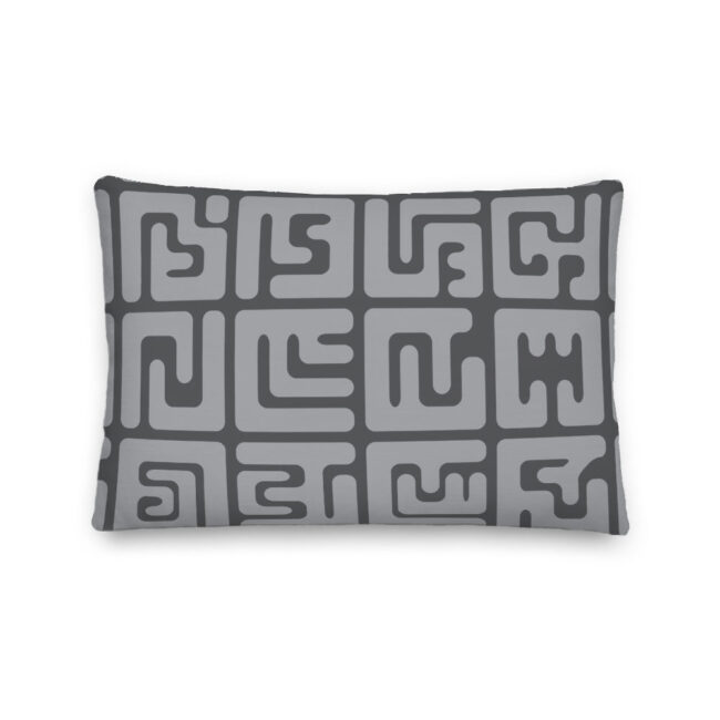 Grey Kuba Cloth Inspired Lumbar Pillow
