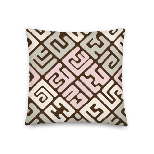 Modern Kuba – square throw pillow in earthtones and pink