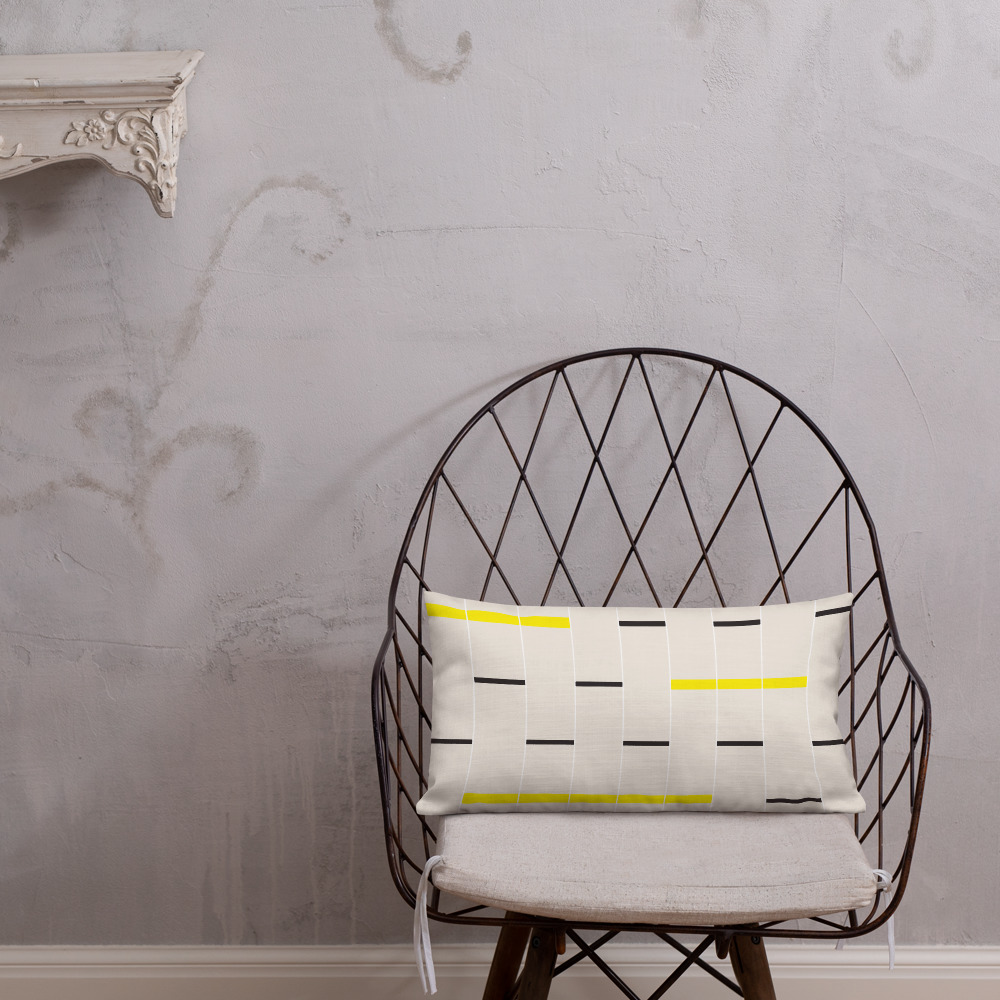 Minimalist Linear Design Lumbar Pillow in beige, black and yellow