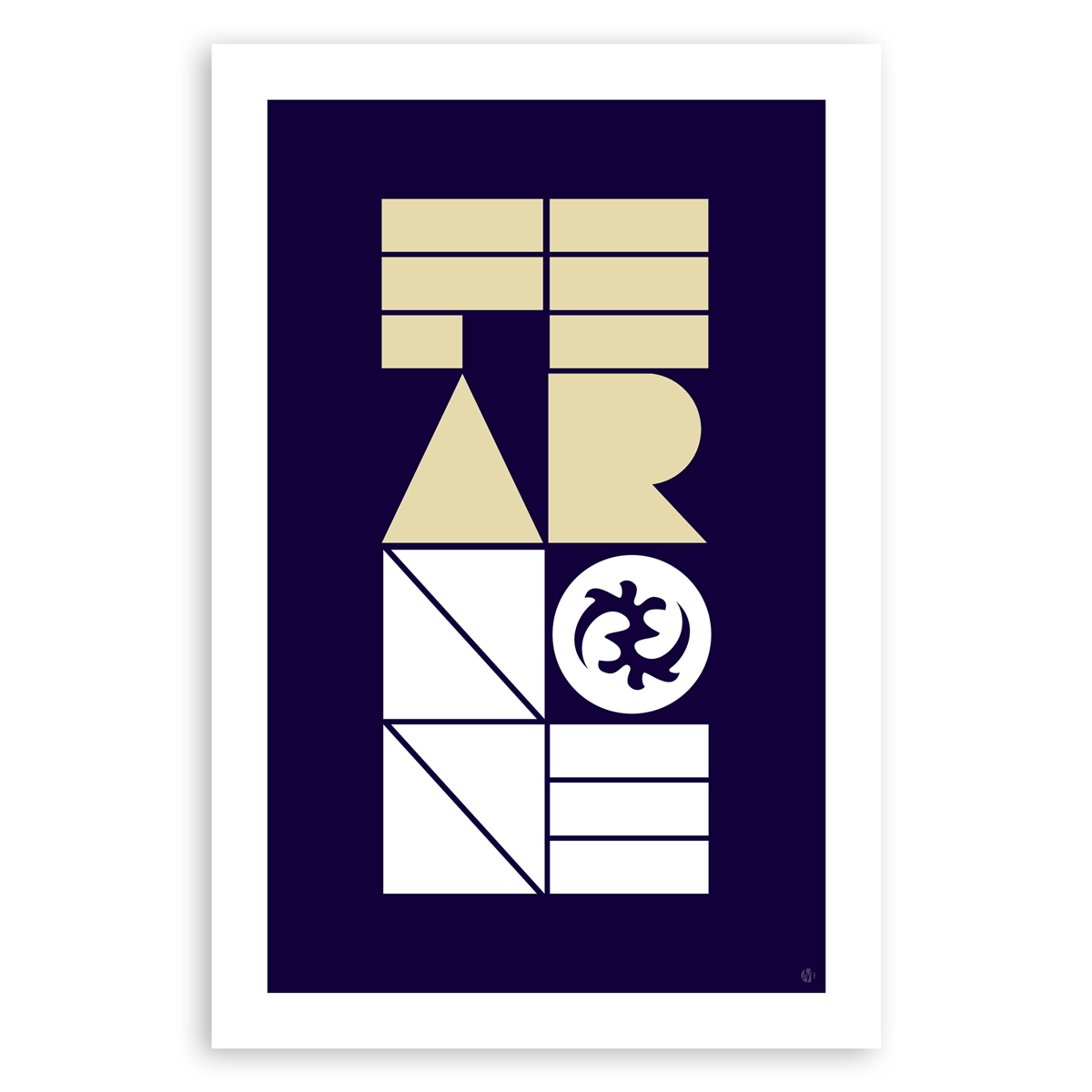 Fear None Graphic Print – Minimalist Typographic Adinkra Symbol Print