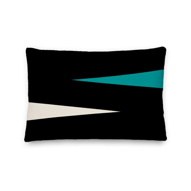 Black Lumbar Pillow with Teal Triangles (Shards of Color – Teal)