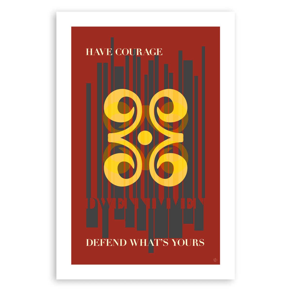 Adinkra Graphic Print – Dwennimmen (Have Courage… Defend What’s Yours)