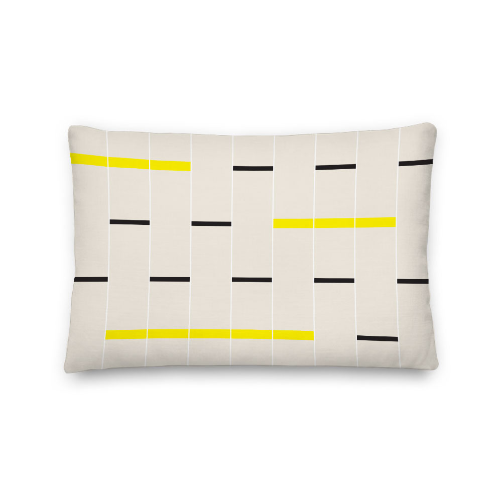 Minimalist Linear Design Lumbar Pillow in beige, black and yellow
