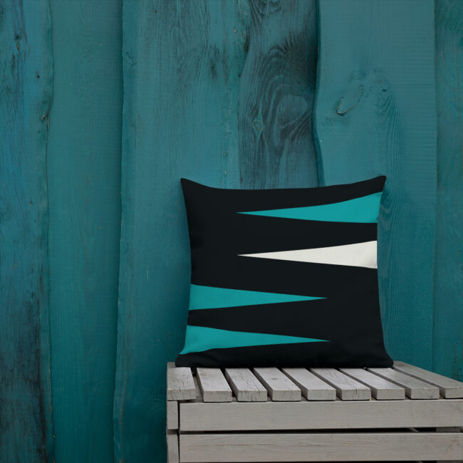 Black Throw Pillow with Teal Triangles (Shards of Color – Teal)