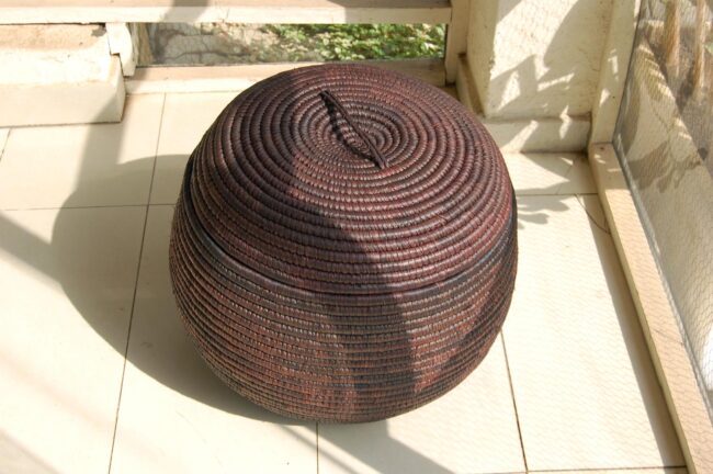 AfriMod Chocolate-Brown Storage Basket (~19in lidded basket)