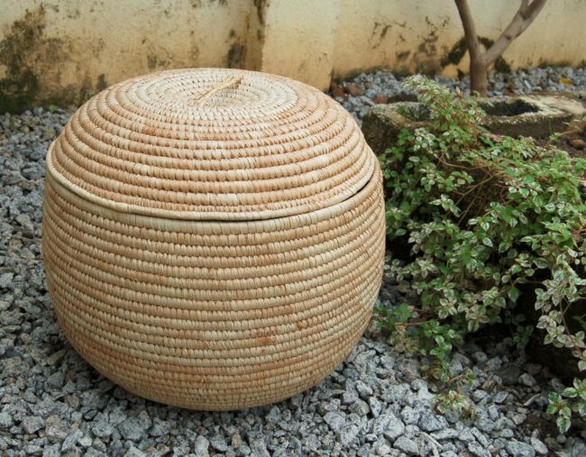 AfriMod Natural (Large Lidded Storage Basket ~18.5in)