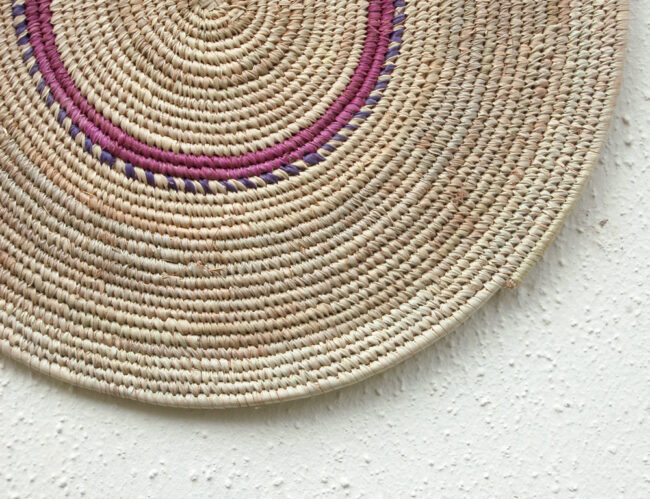 Pink & Purple Accent African Flat Basket ~16in