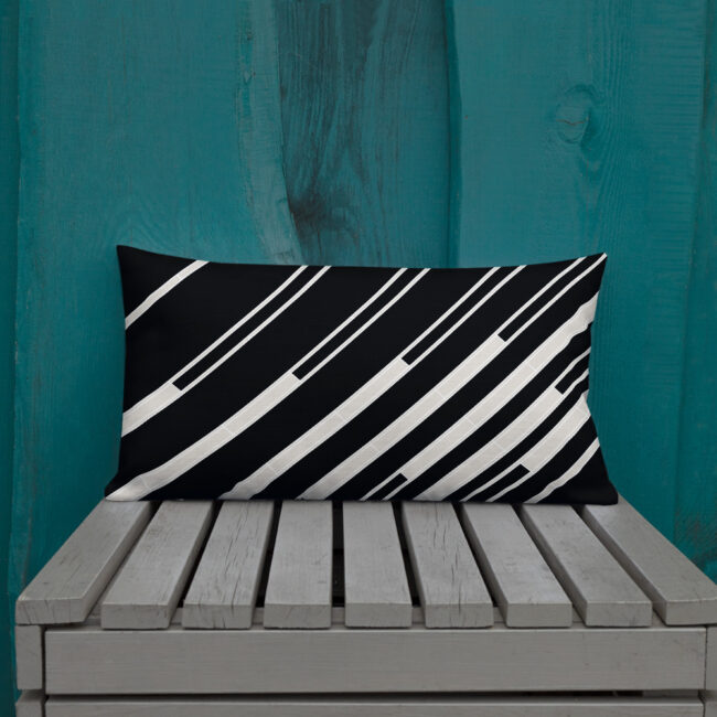 Black and White Diagonal Striped Lumbar Pillow