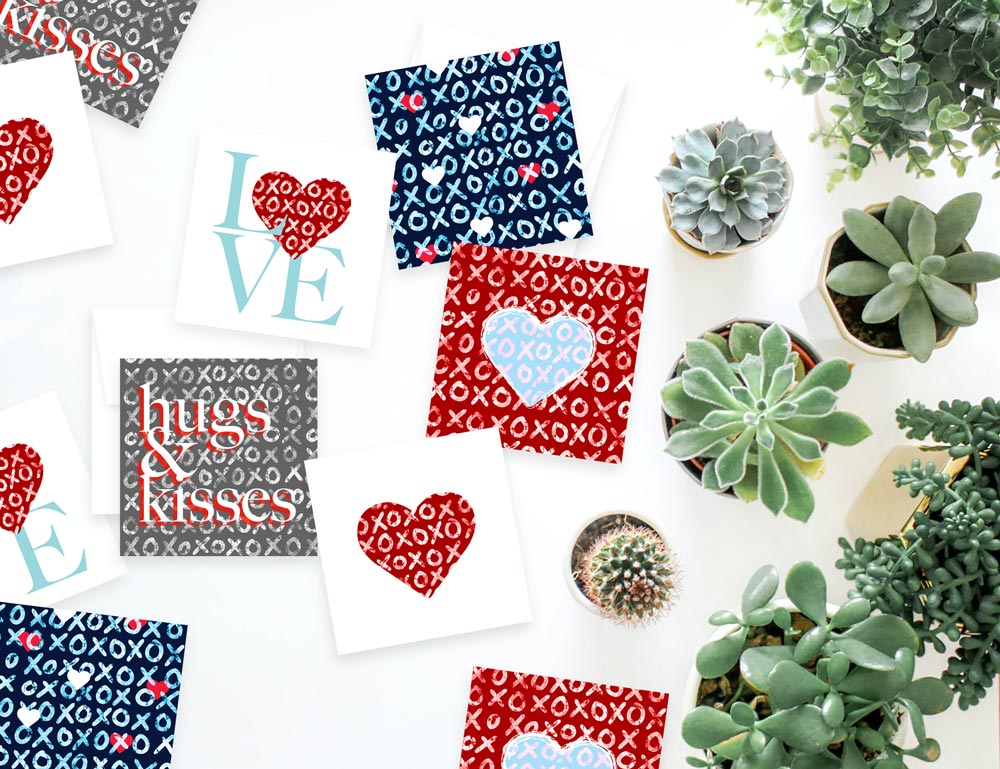 Lots of Love (hearts, hugs & kisses) – assorted card set (10)