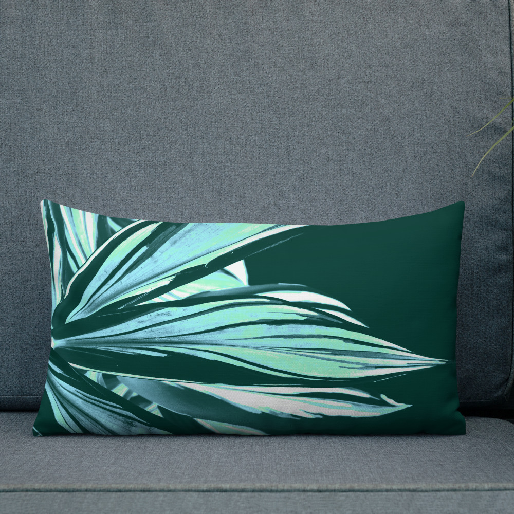 Lumbar Throw Pillow in Tropical Leaves Design