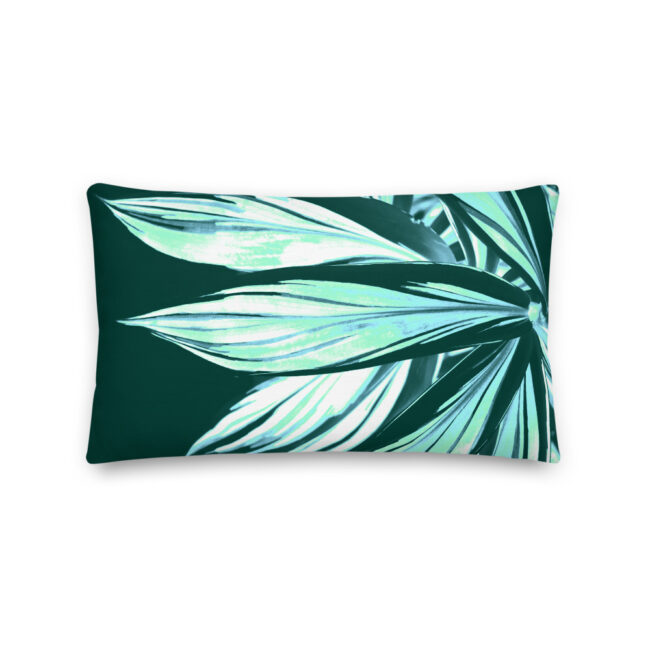 Lumbar Throw Pillow in Tropical Leaves Design