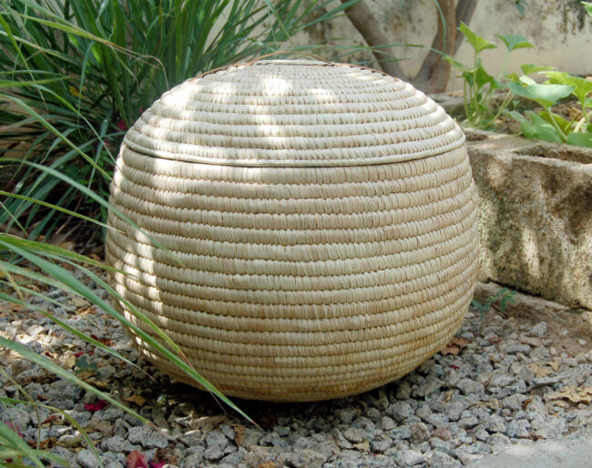 AfriMod Natural #6:  Modern Minimalist – Large Lidded Storage Basket