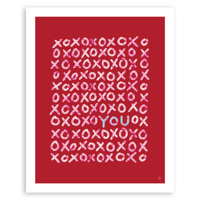 Love You (XOXO) Art Print – Hugs + Kisses in Red
