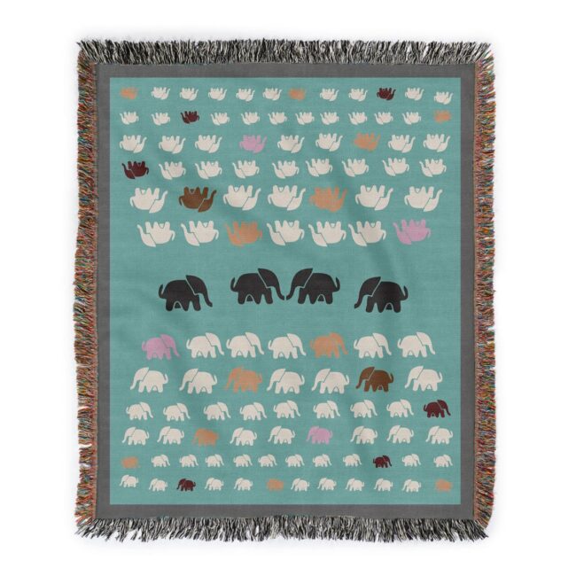 Elephant Parade – cozy elephant adorned cotton throw blanket