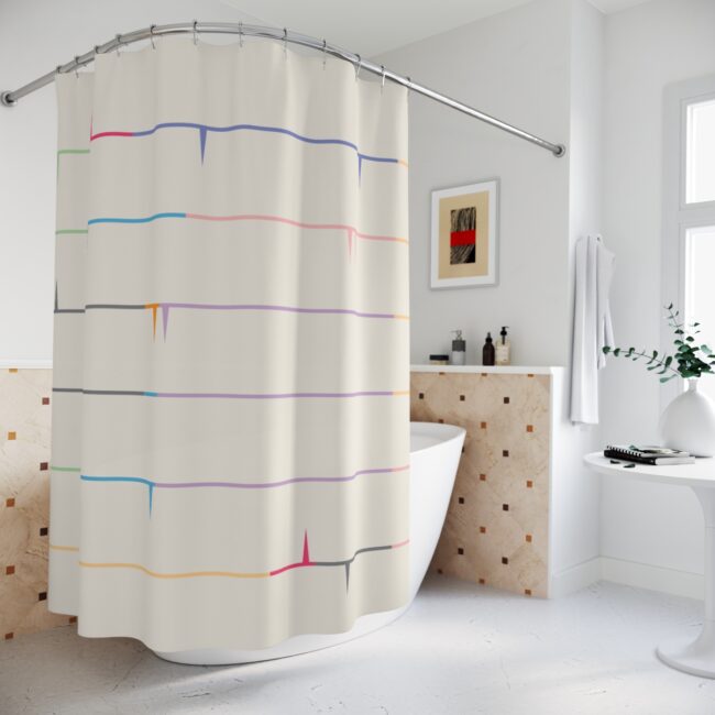 Off-white Modernist Striped Shower Curtain