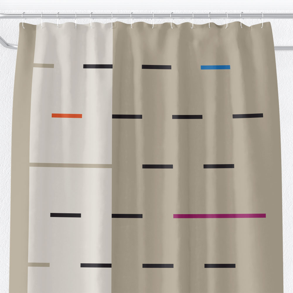 Linear Earthtone Shower Curtain – inspired by Fulani blankets
