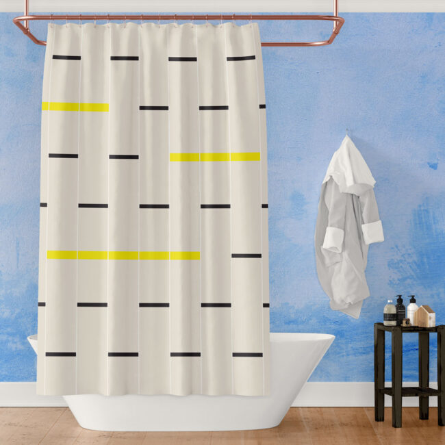 Bold Modernist Linear Shower Curtain, Yellow And Black Shower Curtains