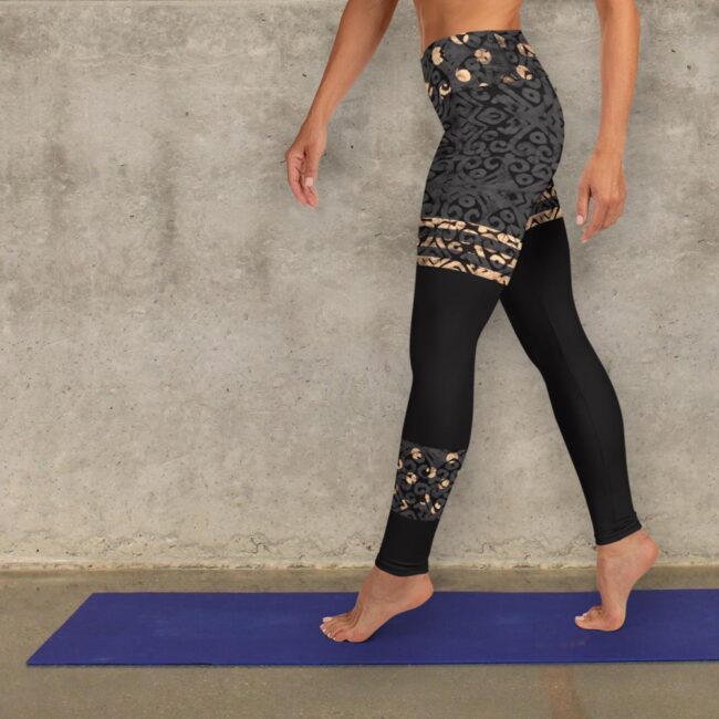 Onyx & Gold Batik Print Yoga Leggings