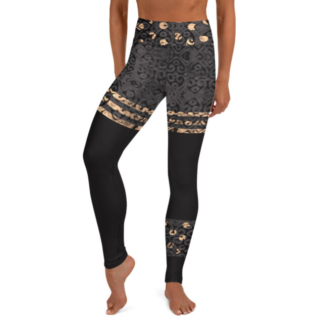 Onyx & Gold Batik Print Yoga Leggings