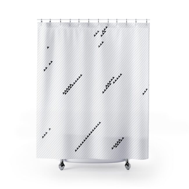 Black & White Shower Curtain with Minimalist Triangle Design (diagonal bias)