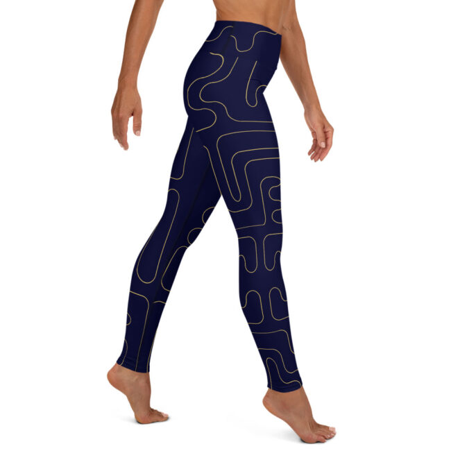 Blue & Gold High-Waist Yoga Leggings – Kuba Glyphs