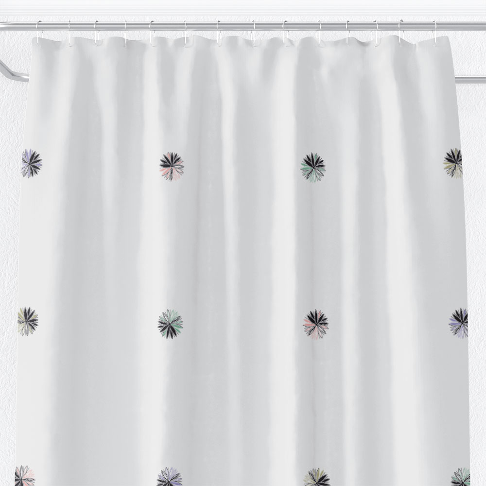 Abstract Floral Grid Shower Curtain (black & pastels)