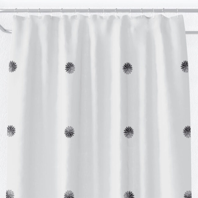 Abstract Floral Grid Shower Curtain (monochrome black)