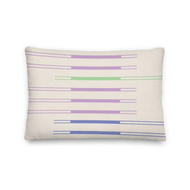 Uniquely Striped Greige Lumbar Pillow (Fula I – dawn) – indoor or outdoor