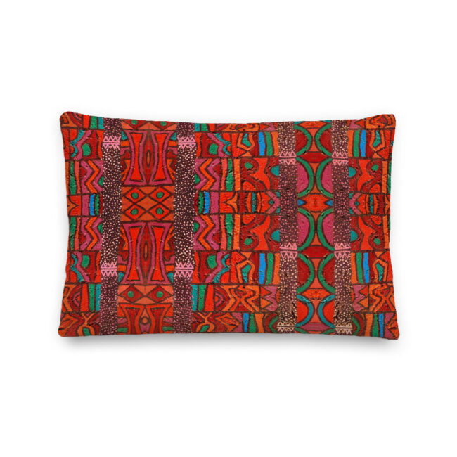 Red Abstract Art Lumbar Pillow
