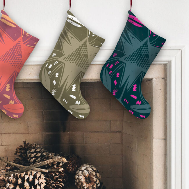 Tropical Modern Christmas Stockings – Designer Print Holiday Decor