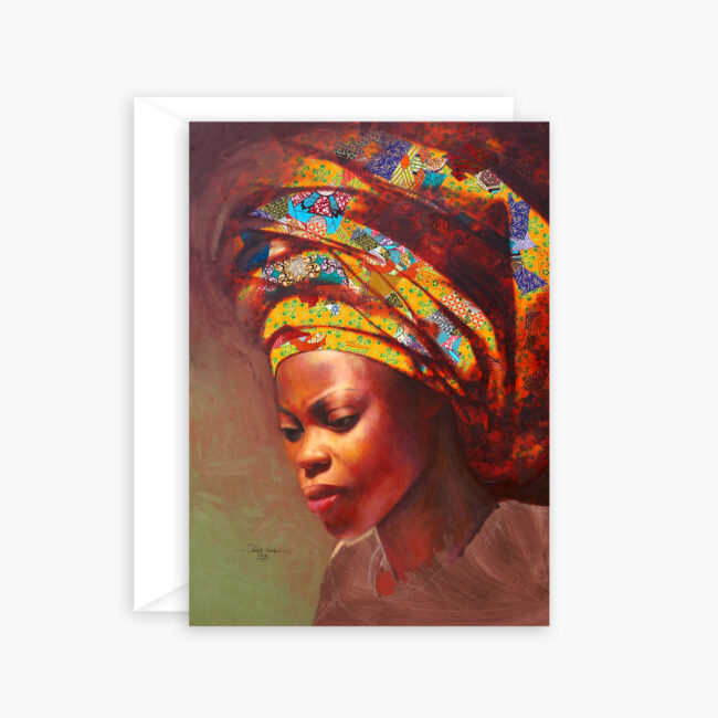 Golden Crown (woman with yellow headwrap) – blank art card