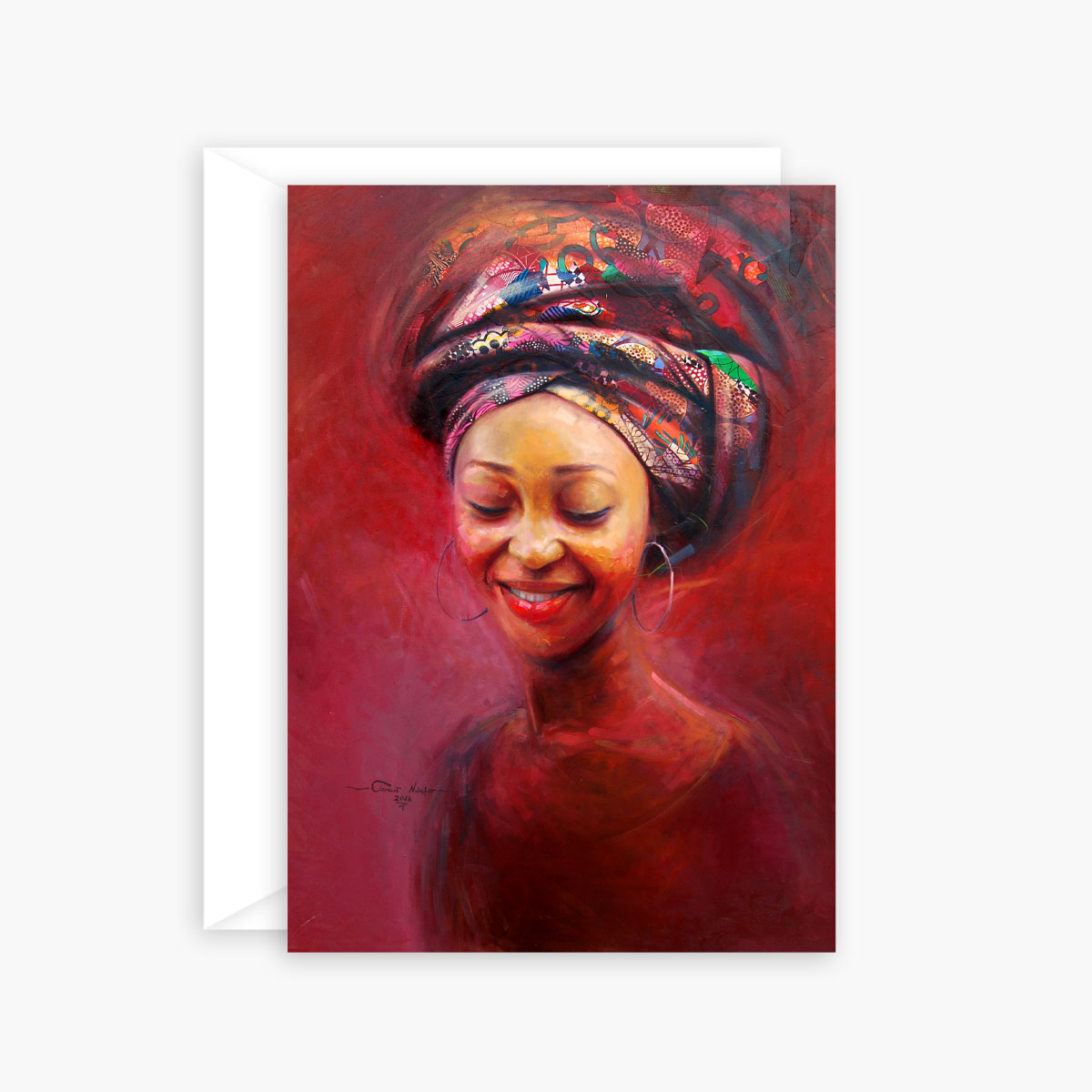 Woman in Red – blank art card