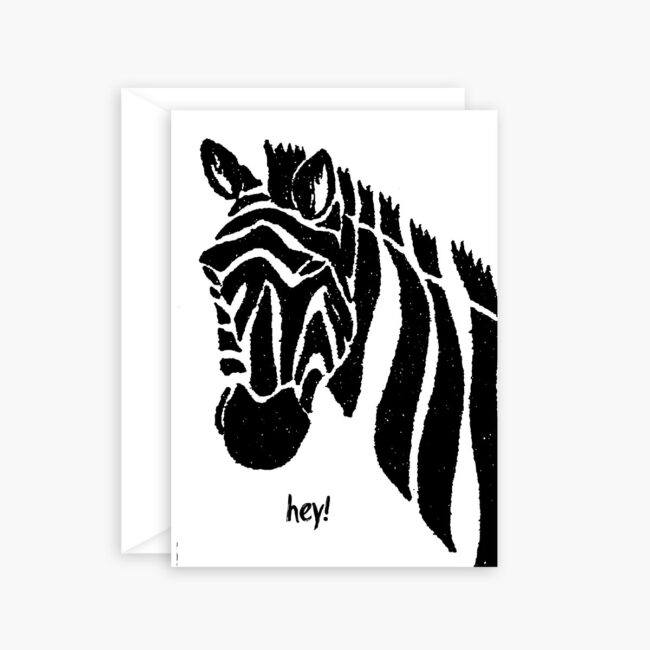 Zebra Says “Hey” – just to say hello greeting cards