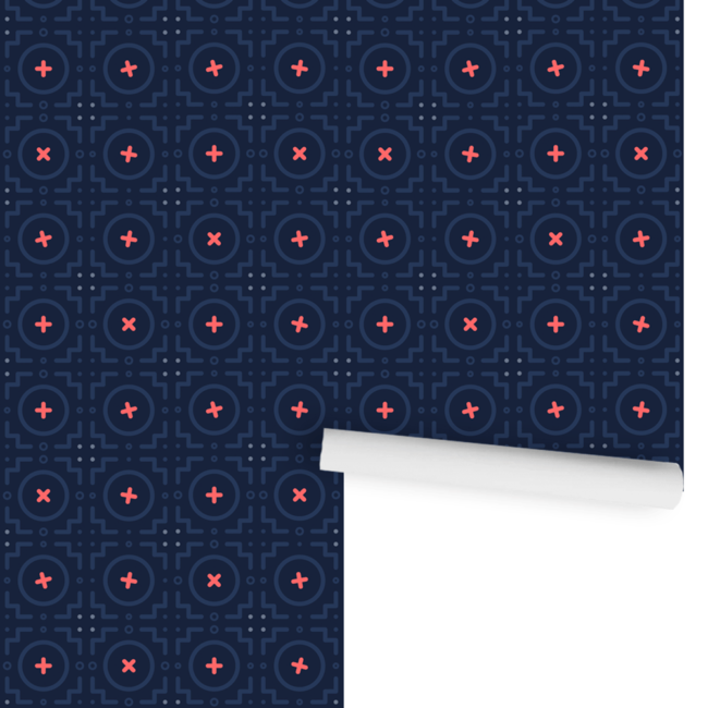 Deep Blue Geometric Tile Wallpaper